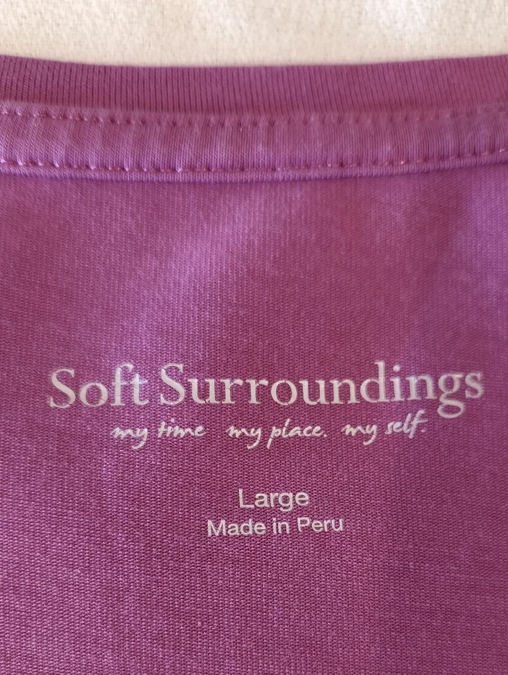Soft Surroundings Isabel Pima Tee V Neck Shirt Blue Size Medium